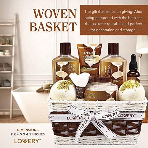 Bath and Body Gift Basket For Women and Men – 9 Piece Set of Vanilla Coconut ...