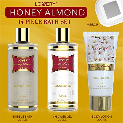Bath and Body Gift Basket For Women – Honey Almond Home Spa Set with Fragrant...