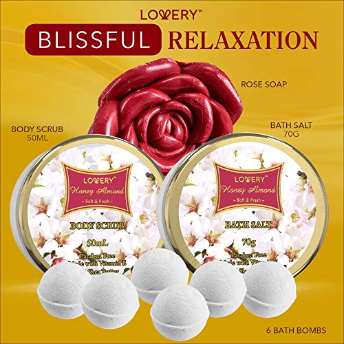 Bath and Body Gift Basket For Women – Honey Almond Home Spa Set with Fragrant...