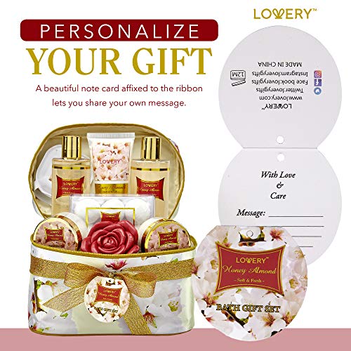 Bath and Body Gift Basket For Women – Honey Almond Home Spa Set with Fragrant...