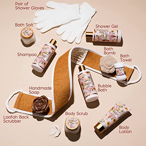 Bath and Body Set for Women, Vanilla Coconut Birthday Gift Basket, 13pc Spa G...