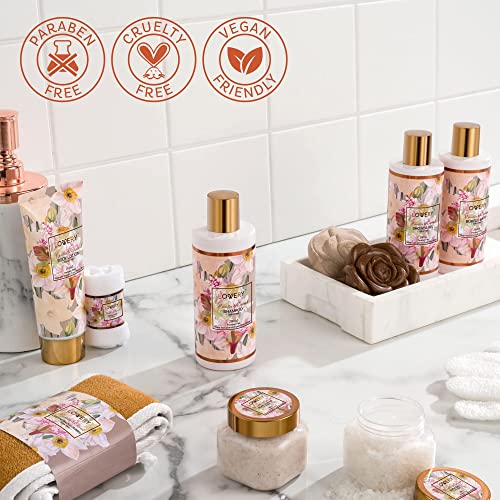 Bath and Body Set for Women, Vanilla Coconut Birthday Gift Basket, 13pc Spa G...