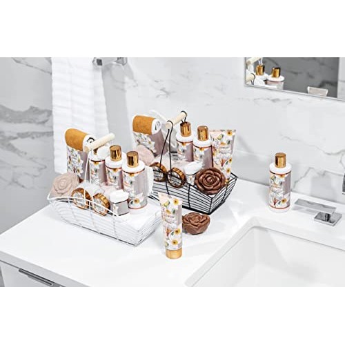 Bath and Body Set for Women, Vanilla Coconut Birthday Gift Basket, 13pc Spa G...