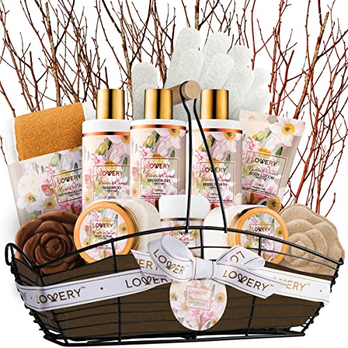 Bath and Body Set for Women, Vanilla Coconut Birthday Gift Basket, 13pc Spa G...