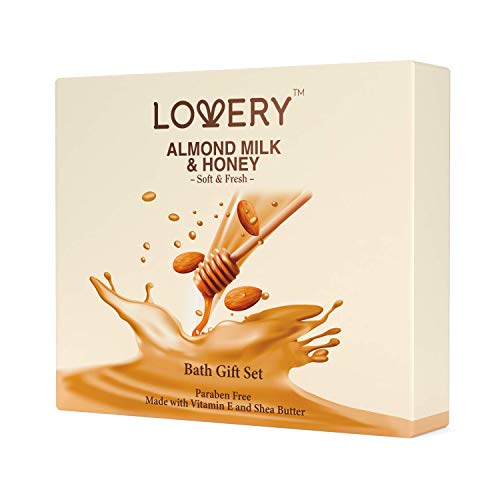 Bath Gift Set, Almond Milk & Honey Spa Kit, Shower Gel, Bath Bomb, Bubble Bat...