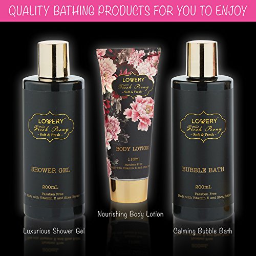 Home Spa Gift Basket, 8 Piece Bath & Body Set For Men/Women, Fresh Peony Scen...