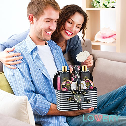 Home Spa Gift Basket, 8 Piece Bath & Body Set For Men/Women, Fresh Peony Scen...
