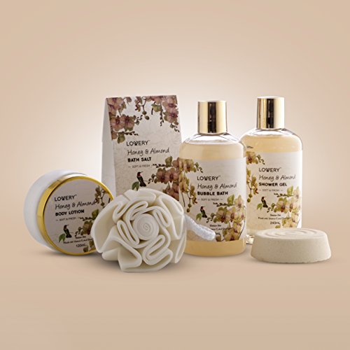 Home Spa Gift Basket - Honey & Almond Scent - Luxury Bath & Body Set For Wome...