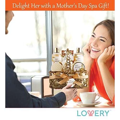 Home Spa Gift Basket - Honey & Almond Scent - Luxury Bath & Body Set For Wome...