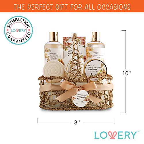 Home Spa Gift Basket - Honey & Almond Scent - Luxury Bath & Body Set For Wome...