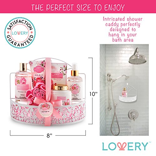 Home Spa Gift Basket - Wild Rose & Raspberry Leaf Scent - 7 Piece Bath & Body...