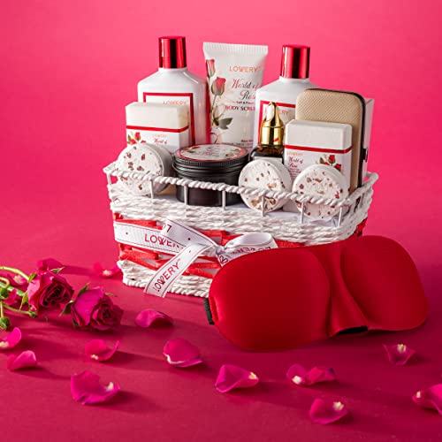 Spa Gifts for Women, Bath and Body Gift Set, Red Rose Gift Basket, 35Pc Stres...