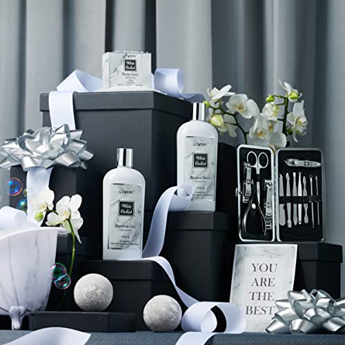 Spa Gifts for Women, Bath and Body Gift Set, White Orchid Self Care Gift Bask...