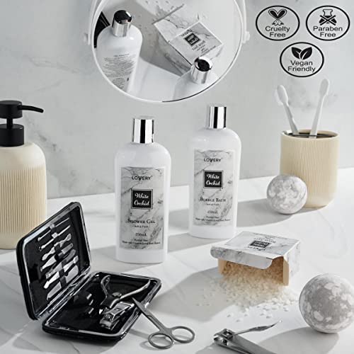 Spa Gifts for Women, Bath and Body Gift Set, White Orchid Self Care Gift Bask...