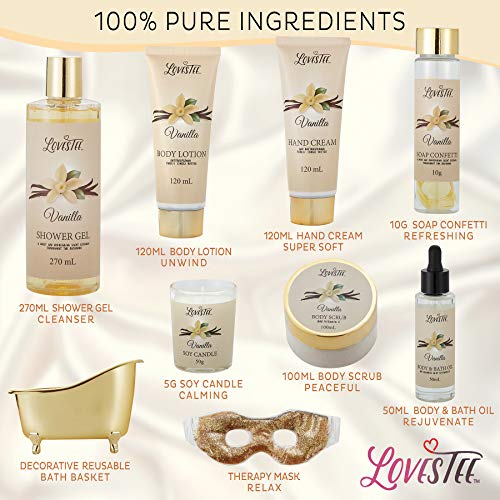 Spa Gift Basket for Women, Vanilla Bath & Body Set, Christmas, Mother’s Day &...