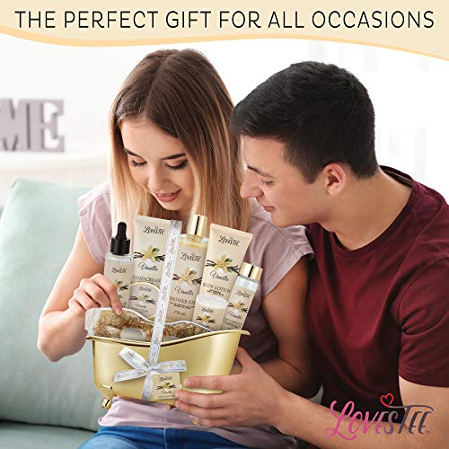Spa Gift Basket for Women, Vanilla Bath & Body Set, Christmas, Mother’s Day &...