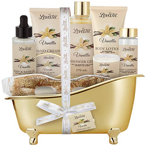 Spa Gift Basket for Women, Vanilla Bath & Body Set, Christmas, Mother’s Day &...