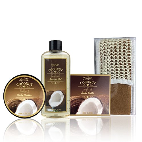Spa Gift Baskets Bath and Body Set with Refreshing Coconut Fragrance Lovestee...