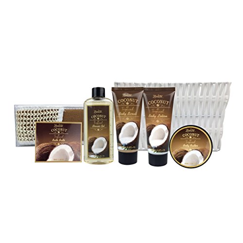 Spa Gift Baskets Bath and Body Set with Refreshing Coconut Fragrance Lovestee...