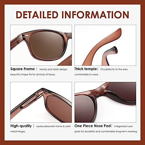 2 Pack Reader Sunglasses for Men Women Classic Rectangle Reading Glasses Outd...