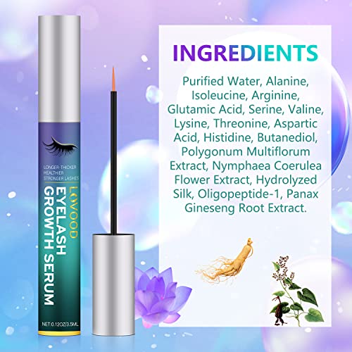 LOVOOD Premium Eyelash Growth Serum Booster, Lash & Eyebrow Enhancer Serum wi...