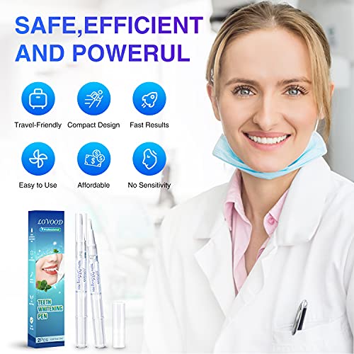 LOVOOD Teeth Whitening Pen(2 Pcs), 20+ Uses, Effective, Painless, No Sensitiv...