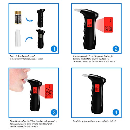 LOVUMMOR Breathalyzer, Professional Breath Alcohol Tester, High Accuracy Port...
