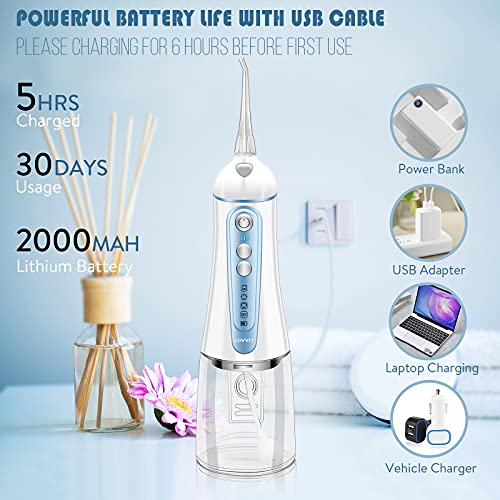 Cordless Water Flosser for Teeth Portable 320ML Dental Oral Irrigator Waterpr...