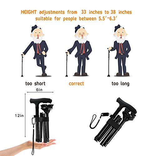Adjustable Folding Canes and Walking Sticks for Men and Women with Led Lights...