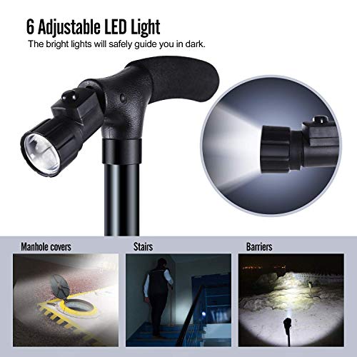 Adjustable Folding Canes and Walking Sticks for Men and Women with Led Lights...