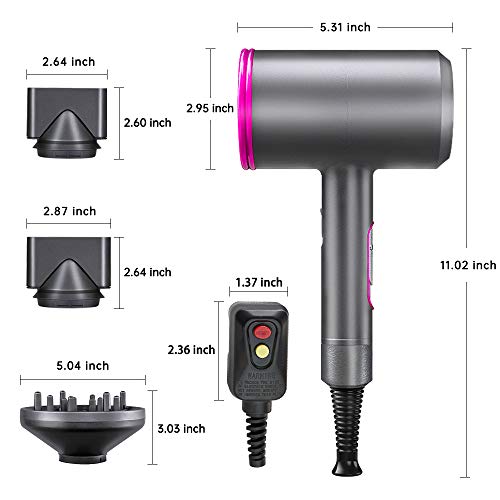 1800W Professional Hair Dryer with Diffuser Ionic Conditioning - Powerful, Fa...