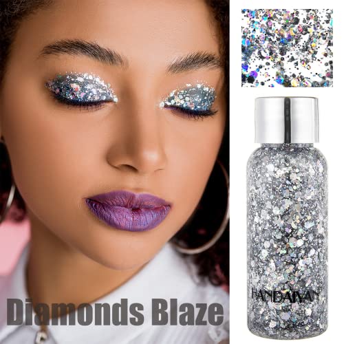 Body Glitter 5 Color Set Chunky Glitter Mixed,Hair Eyes Glitter Holographic C...