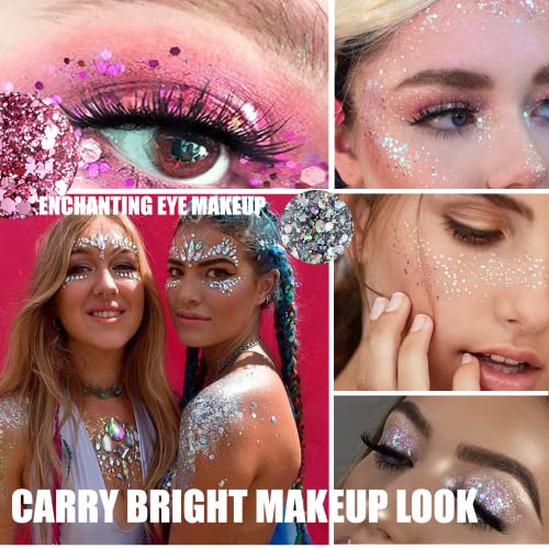 Body Glitter 5 Color Set Chunky Glitter Mixed,Hair Eyes Glitter Holographic C...