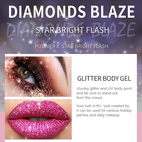 Body Glitter 5 Color Set Chunky Glitter Mixed,Hair Eyes Glitter Holographic C...