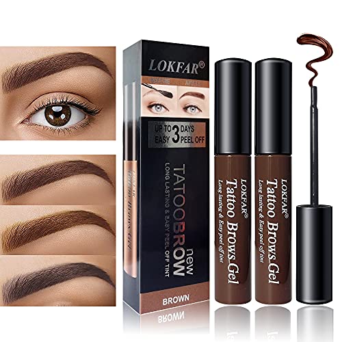 LSxia 2 Pcs Peel Off Tattoo Eyebrow Gel Set, Natural Color Tint Eye-Brow Gel ...
