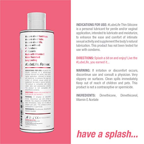 #Lubelife Barely There Thin Silicone Based Long Lasting Lubricant, 8 Oz Intim...