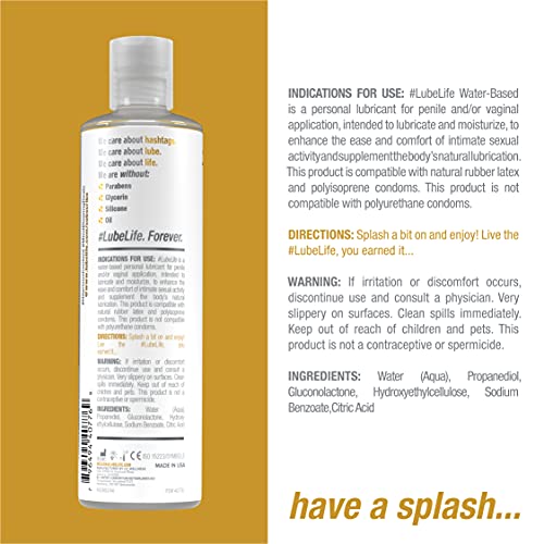#LubeLife Water Based Personal Lubricant, 8 oz Sex Lube for Men, Women & Couples