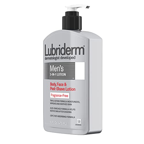 Lubriderm Men's 3-In-1 Unscented Lotion Enriched with Soothing Aloe for Body ...