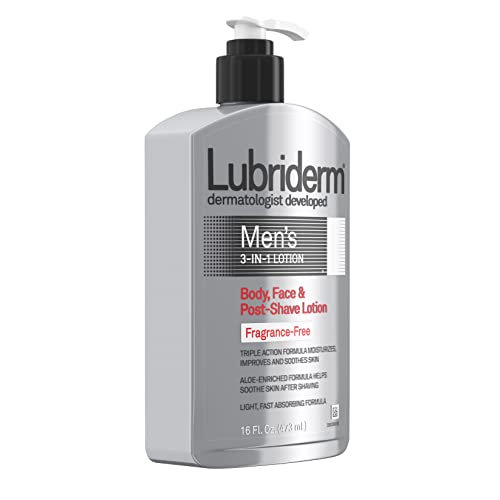 Lubriderm Men's 3-In-1 Unscented Lotion Enriched with Soothing Aloe for Body ...