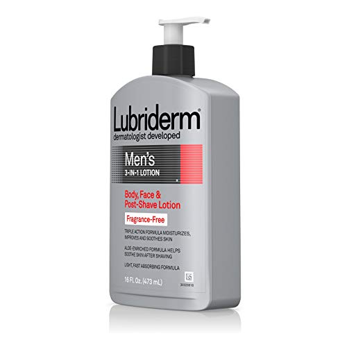 Lubriderm Men's 3-In-1 Unscented Lotion Enriched with Soothing Aloe for Body ...