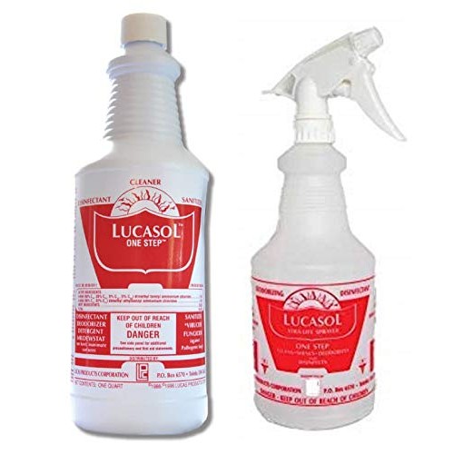 Lucasol One Step Disinfectant, 32 Ounce Bundle With 24 oz. Spray Bottle