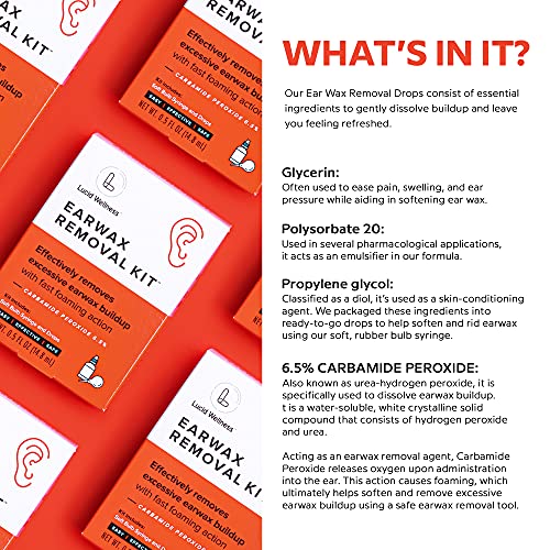 Lucid Wellness: Ear Wax Removal Kit With 6.5% Urea Hydrogen Peroxide Drops (0...