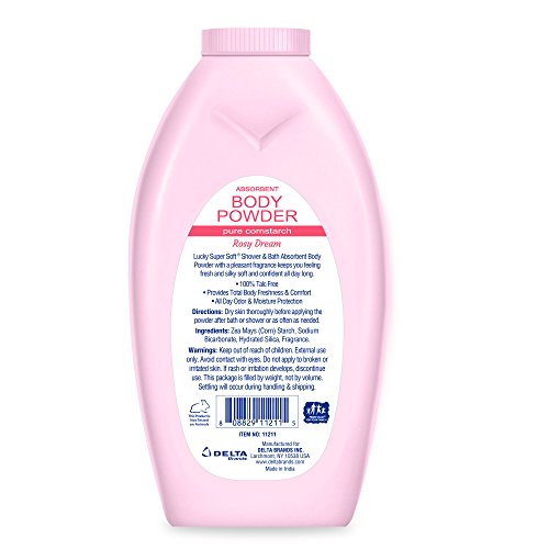 Lucky Super Soft Absorbent Body Powder, Rosy Dream, 10 Oz