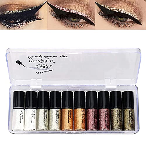 Lucoss Glitter Liquid Eyeliner Eye Shadow Makeup Kit Long Lasting Luminous Sh...
