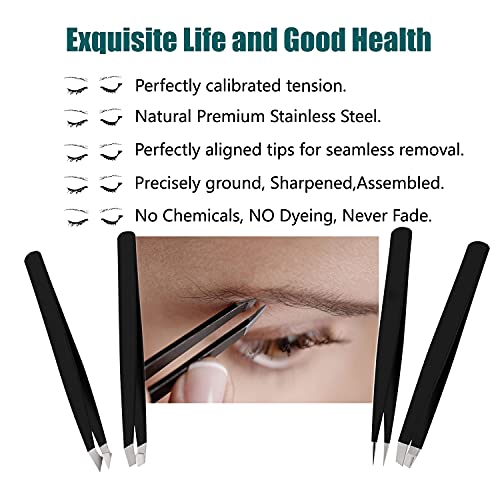 LUDOUPIER [4+1 Pieces] Tweezers Set with Travel Case, Great Precision Upgrade...