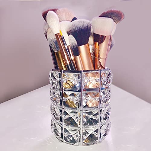 Makeup Brush Holder Organizer Golden Crystal Bling Personalized Gold Comb Bru...