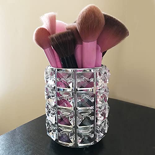 Makeup Brush Holder Organizer Golden Crystal Bling Personalized Gold Comb Bru...