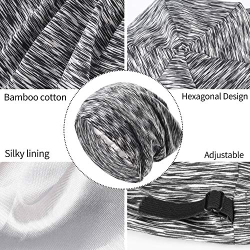 Satin Lined Sleep Cap Beanie Hat 6 Pieces Adjustable Bonnet satin bonnet for ...