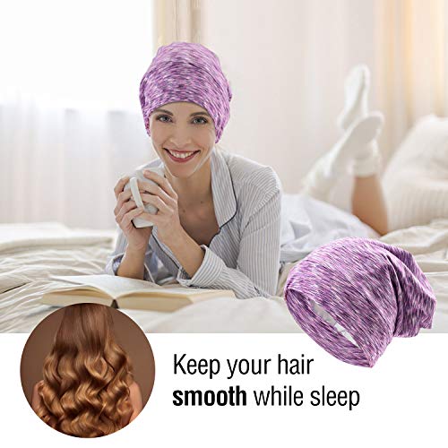 Satin Lined Sleep Cap Beanie Hat 6 Pieces Adjustable Bonnet satin bonnet for ...