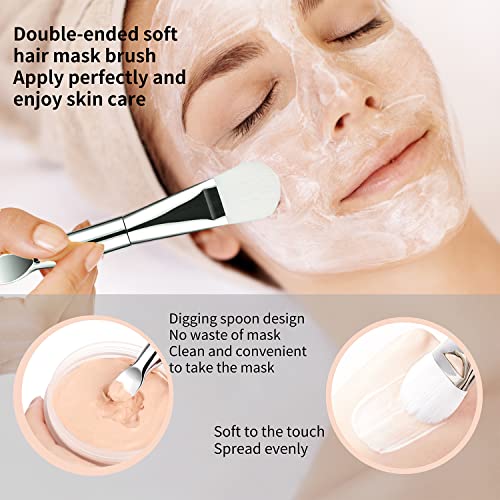 LUKILYZXA Upgrade Soft Hair Silicone Duo Head Face Mask Brush Set, 5 Pcs Beau...